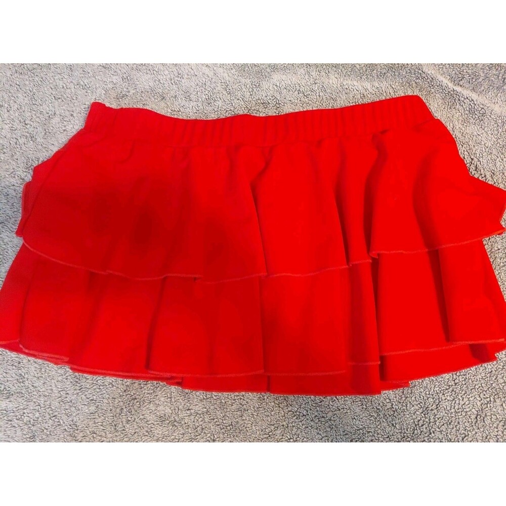Nwt AvidLove Size Large Red Mini Ruffle Skirt